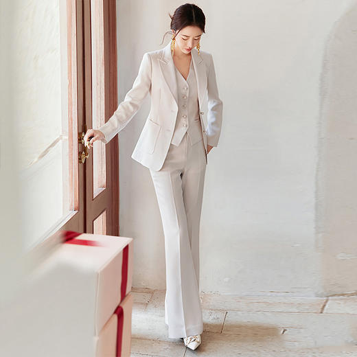 IWY/扶摇系列 高级感杏色时尚西装套装女气质商务正式场合西服马甲职业装FYCP583 商品图3