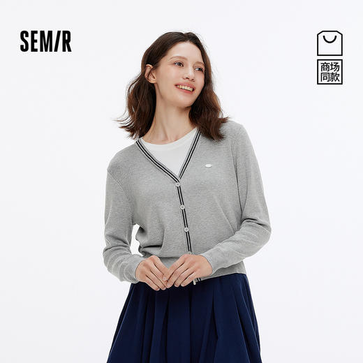 商场同款|森马针织衫女秋短款假两件撞色2025新款时尚温柔套头衫 商品图0