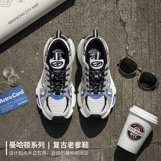 马登曼哈顿2025秋季新款高级感复古潮流老爹鞋百搭厚底运动休闲鞋 商品图1