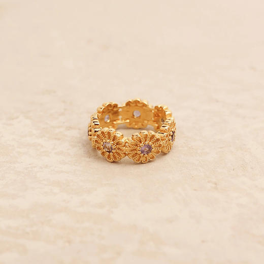 订购4周到｜Tityaravy-Sai-7-金色 花朵 紫水晶 戒指［法国设计师］ 商品图1