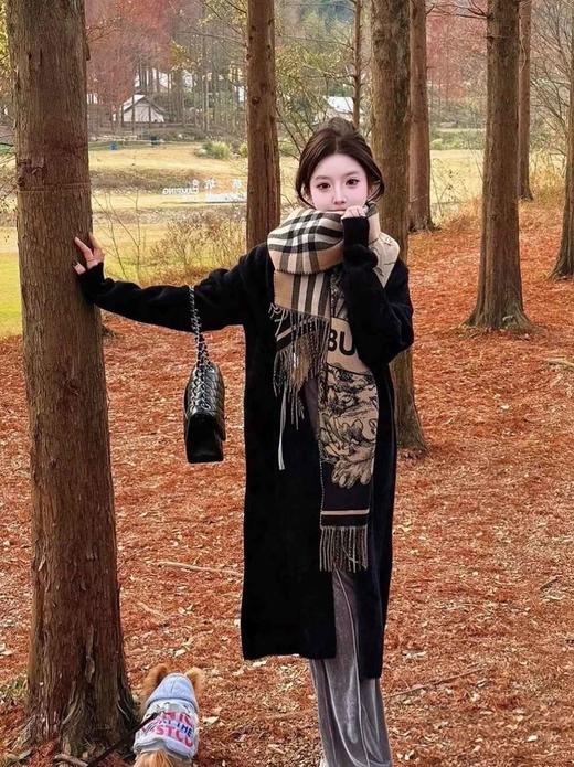 巴宝莉 马术骑士徽标 双面 羊绒提花 绒线围巾 女款 （ZT*DSX） 商品图0