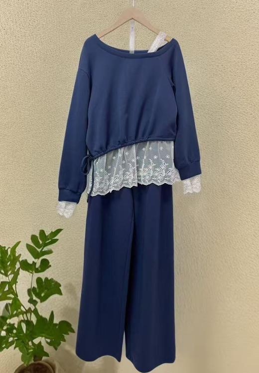 11.11直降到底！！【秋上新】（套装）5817斜肩一字肩蕾丝上衣➕休闲裤两件套-喜出 商品图3