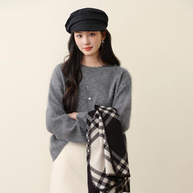 【严选】孟子义代言诗凡黎圆领拉毛羊毛针织衫2025冬新款软糯舒适套头毛衣7G9132871Q