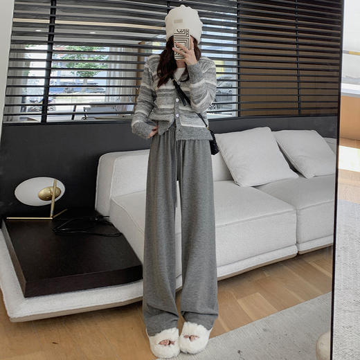 春秋新款针织云朵糯米裤宽松高腰垂感休闲阔腿裤 商品图2