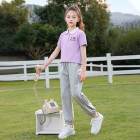 唯品迪士尼女童运动休闲套装-浅紫