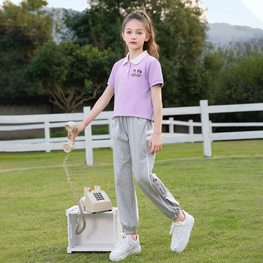 唯品迪士尼女童运动休闲套装-浅紫 商品图0