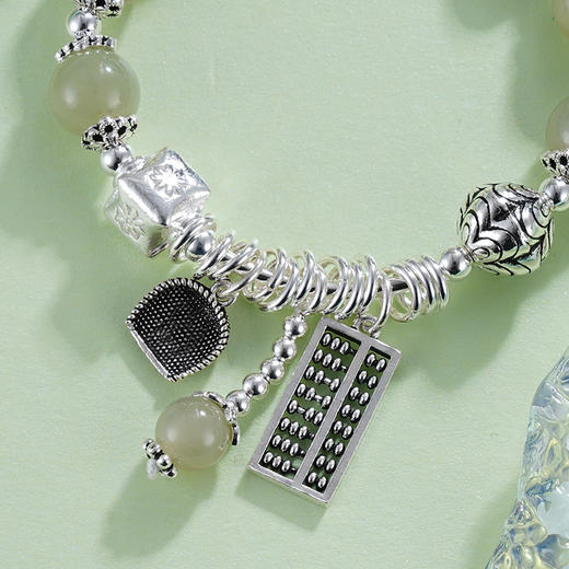 子佩集S925银【春意盎财】手链【TSB0001-30】纯银绿色青玉算盘2405 商品图2