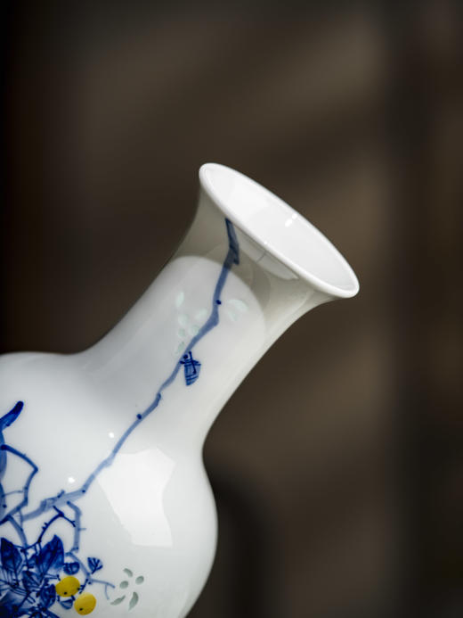 富玉 |  景德镇陶瓷花瓶中式手绘五彩玲珑客厅插花高档家居摆件初夏瓶 商品图2