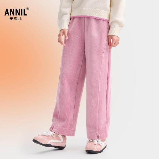 【加绒/直筒裤】女童全腰针织夹裤冬季新款安奈儿童装EG546614 商品图1