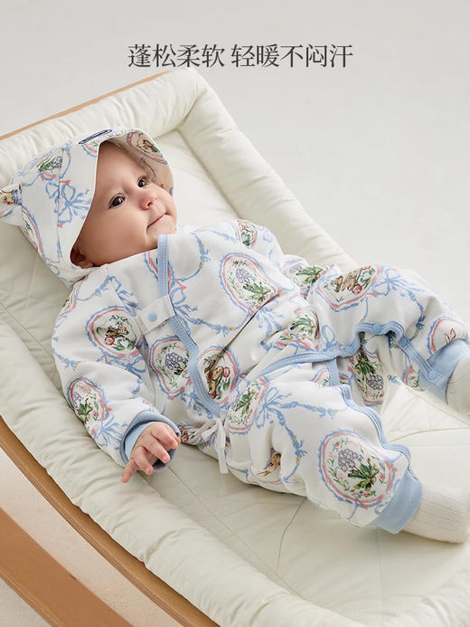 Domiamia 婴幼儿夹棉针织长袖连体衣 秋冬季保暖加厚婴儿服 商品图1