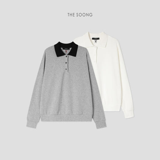 THESOONG|"腔调诠释"经典亲肤糯感撞色翻领卫衣HBWY7494 商品图0