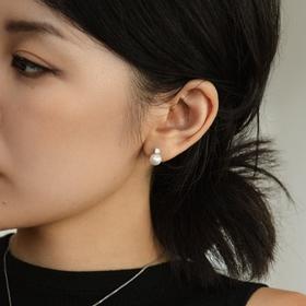 阮仕珍珠 莹华系列S925银淡水珍珠耳饰 7.5-8mm 正圆  极微瑕  极强光