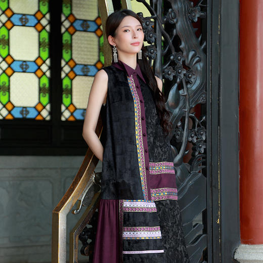 【杨丽萍旗袍改良款】暗香盈秀拼接连衣裙 | 紫色优雅端庄 |现货加急发 商品图7