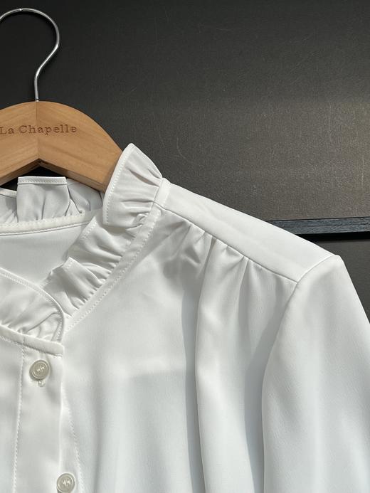 会员福利【高级感通勤衬衫】拉夏贝尔/La Chapelle法式木耳边长袖衬衫女温柔高级感气质通勤时尚设计感衬衣 商品图10
