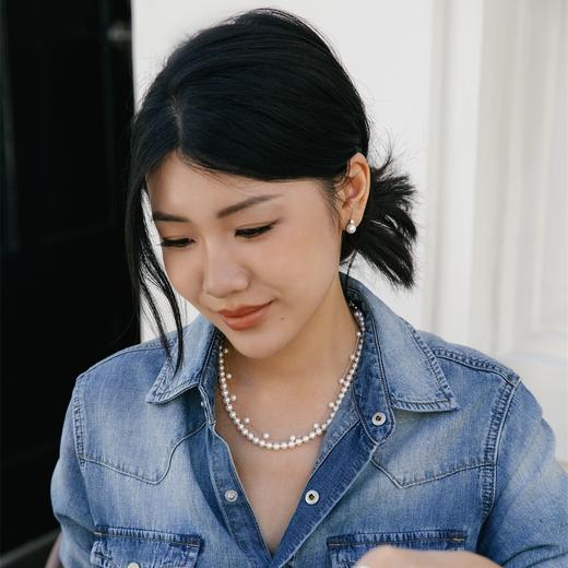 阮仕珍珠 星河之恋系列（短款）S925银 淡水珍珠链牌 4-4.5/5.5-6mm 近圆 极微瑕 极强光 商品图0