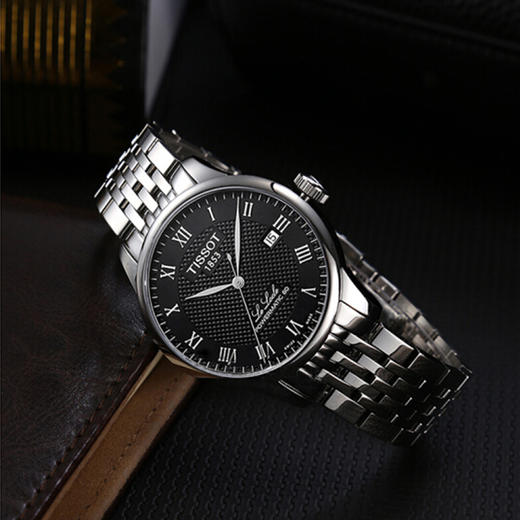 天梭Tissot力洛克系列80机芯机械男表黑盘钢带T006.407.11.053.00 商品图2