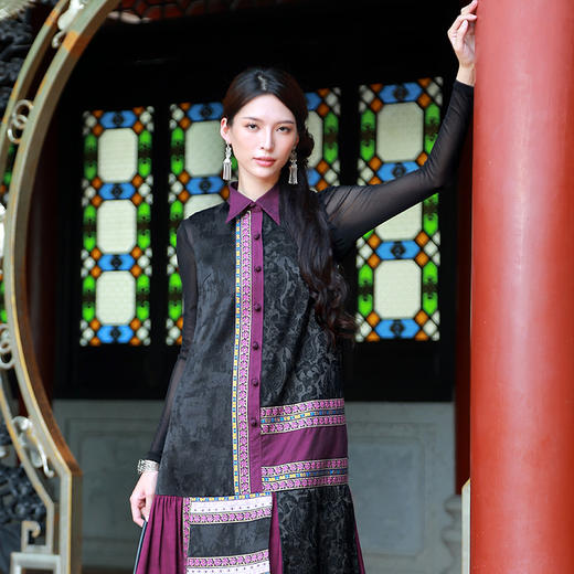 【杨丽萍旗袍改良款】暗香盈秀拼接连衣裙 | 紫色优雅端庄 |现货加急发 商品图8