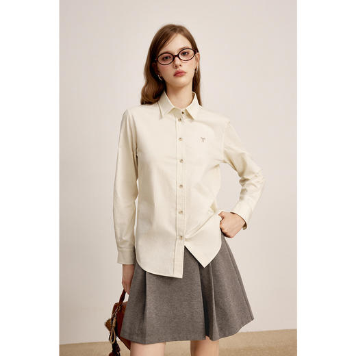 【商场同款】诗凡黎纯色翻领休闲衬衫2024冬新款小衫女3FA422731R 商品图0