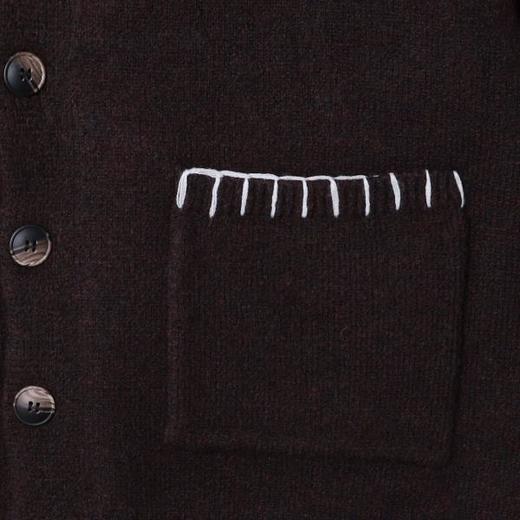 2715SDSA男士秋冬新款痞帅男装复古港风撞色缝线V领针织衫慵懒风毛衣 商品图3