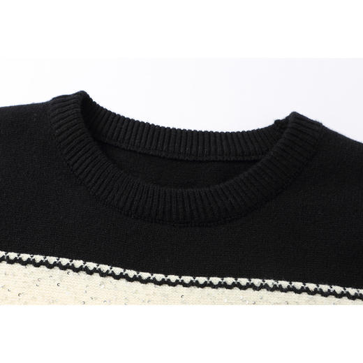 GZ21-8510-258大码长款毛衣裙2025秋冬新款显瘦打底衫高级感胖mm条纹针织连衣裙 商品图1