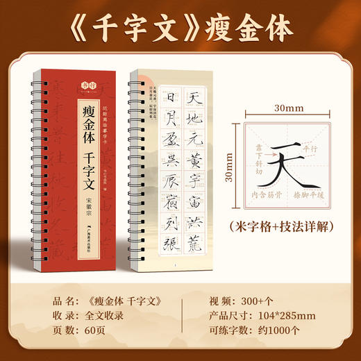 【近距离临摹字卡】毛笔字帖书法入门王羲之行书宋徽宗瘦金体千字文曹全碑隶书赵孟頫胆巴碑经典高清修复放大原碑帖字帖 商品图6