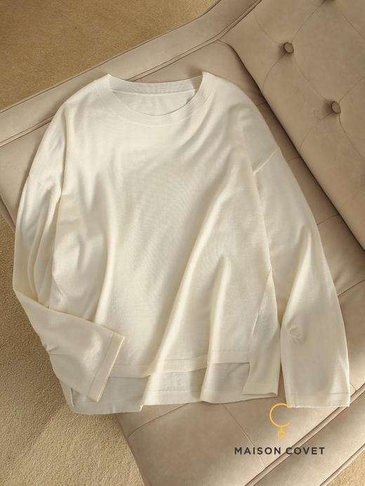 MAISON COVET丝羊绒圆领设计感上衣 商品图1