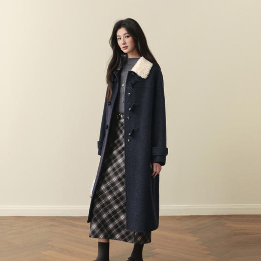 【严选】【牛角可露丽】诗凡黎100绵羊毛大衣2025冬新款羊羔毛领长款外套7G9370271 商品图2