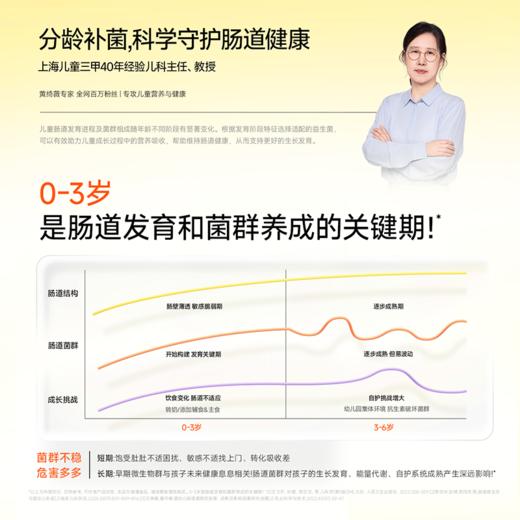 830 万益蓝（WONDERLAB）grow by儿童益生菌1阶小黄瓶肠胃200亿婴幼儿基础款1-3岁1g*30瓶装 商品图3