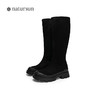 natursun复古弹力靴冬季新款女厚底显高显瘦黑色袜靴长筒靴子N25528605 商品缩略图4