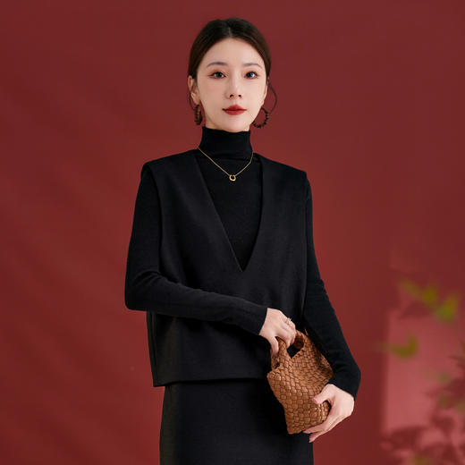 QS经典百搭显瘦气质马甲秋季新款100绵羊毛纯色上衣女2735 商品图3