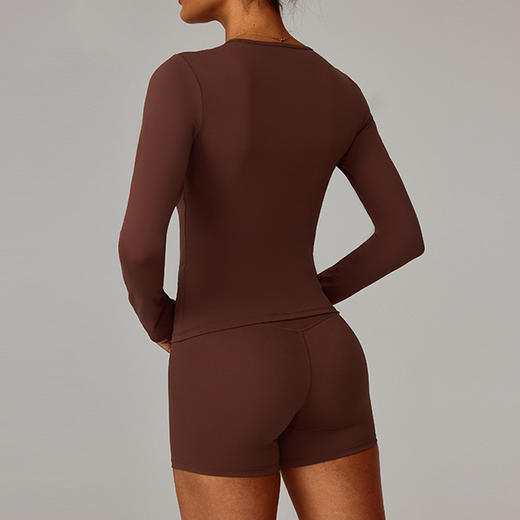 跃牌【轻匀系列】冬季磨毛长袖瑜伽服高强度健身服普拉提跑步运动长袖上衣CX5119 商品图1