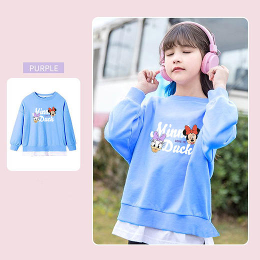  【Disney/迪士尼】C05春秋季女童卫衣童装长袖宽松圆领文艺潮款 商品图2