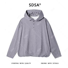 SDSA男士秋冬新款痞帅男装简约纯色半纽扣连帽卫衣设计师时尚上衣