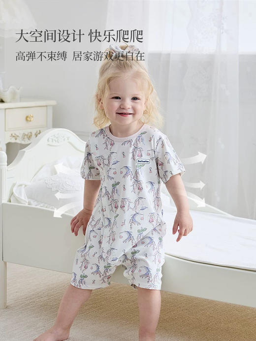 Domiamia 女宝宝针织莱赛尔短袖连体衣 夏季薄款婴幼儿连体衣 商品图1
