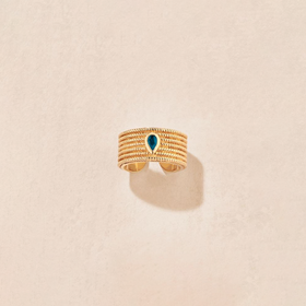 订购4周到｜Tityaravy-Sriphala-金色 纹理 蓝托帕石 戒指［法国设计师］