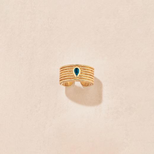 订购4周到｜Tityaravy-Sriphala-金色 纹理 蓝托帕石 戒指［法国设计师］ 商品图0