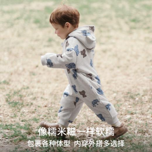 嫚熙婴儿连体衣连帽卫衣宝宝保暖衣服夹棉早秋冬外出服新款爬服-H 商品图3