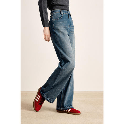 【商场同款】诗凡黎高腰显瘦直筒裤2024冬新款长裤女3FA152561 商品图2