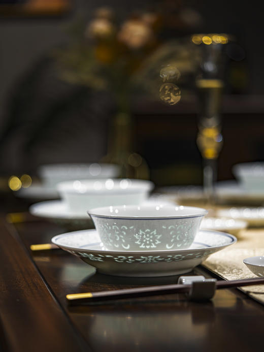 富玉 |  景德镇富玉陶瓷碗家用2025新款高颜值釉下彩餐具东方莲韵高温玲珑瓷 商品图2