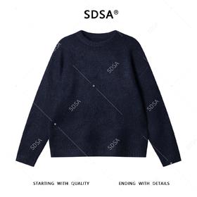 22625SDSA男士秋冬新款痞帅男装极简风宽松圆领针织衫纯色毛衣气质百搭