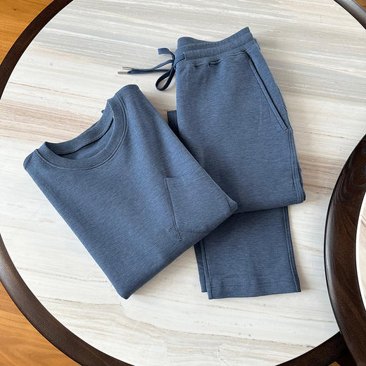 官网1480！爱家男士简约休闲圆领卫衣套装 可外穿亲肤棉长袖长裤家居服睡衣睡裤 商品图3