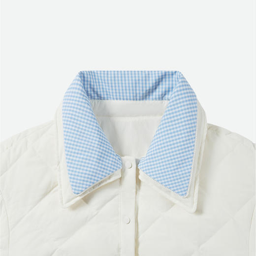 HERLIAN 2025秋季新品女士格纹拼接设计绗线羽绒服 商品图3