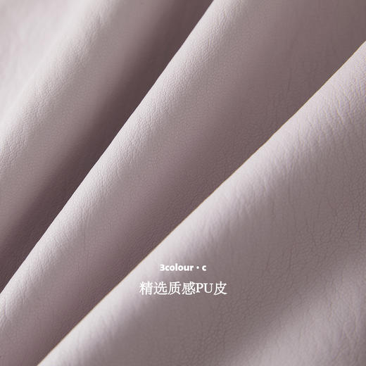 三彩【长乐未央】2025冬季新款PU仿皮外套宽松简约上衣单排扣C 商品图3