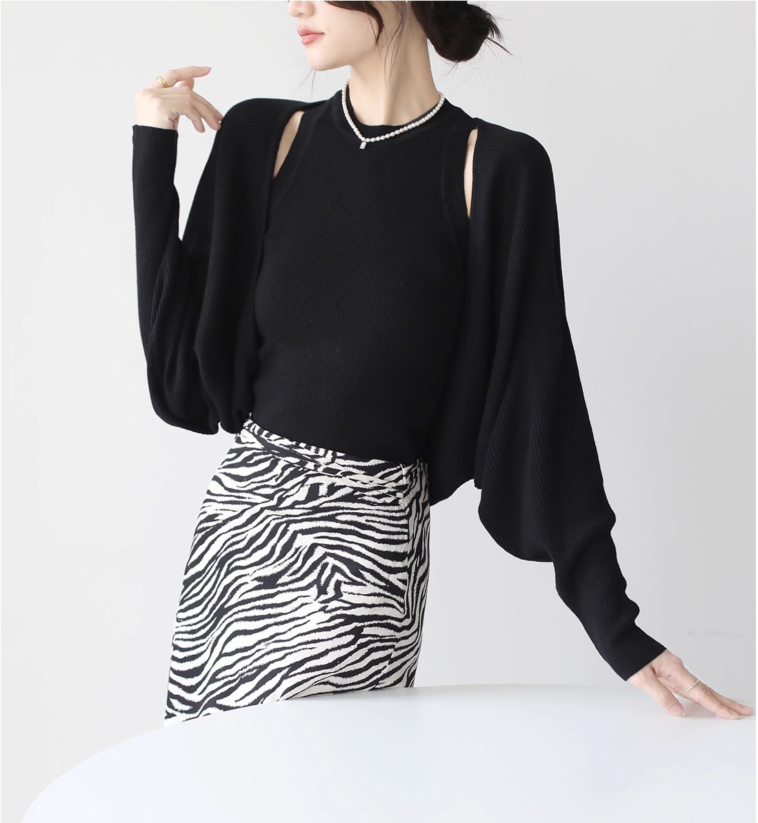 RM757#法式背心坎肩开衫两件套