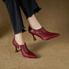 【预售5天】欧美单鞋深口女尖头小皮鞋新款百搭时尚春秋季细跟高跟鞋女鞋QS&721 商品缩略图4