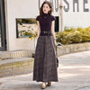 XM918时尚休闲套装2025秋季新款女装系带针织衫格子半裙两件套裙 商品缩略图0