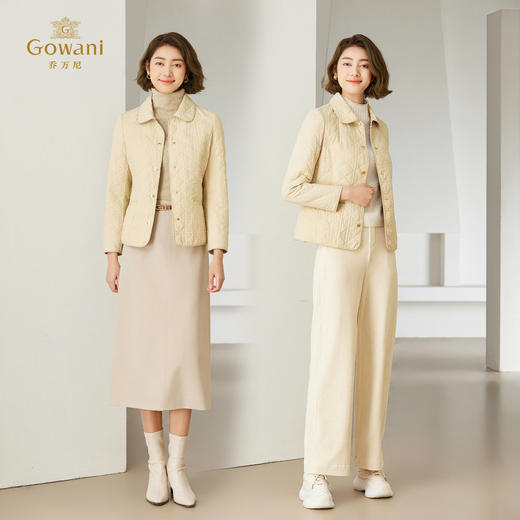 乔万尼冬新品减龄时尚短款菱格轻盈感拼接设计棉服EM4T601 商品图2