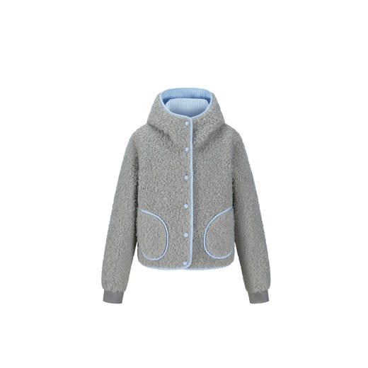 HERLIAN 2025秋季新品女士圈圈毛格纹拼接设计外套 商品图4