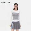 HERLIAN 25秋季新品简约logo装饰假两件长袖打底衫修身上衣 商品缩略图0