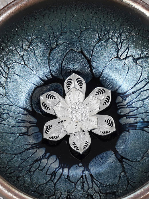 子佩集S990【深海绘卷】摆件【FP026】纯银茶具花丝建盏茶杯品茗杯2508 商品图1